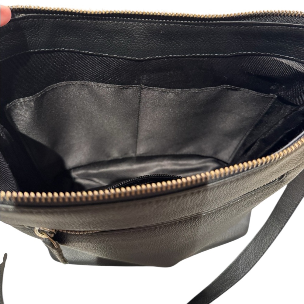 AMERICAN BISON Hair in black & cream and Leather Crossbody Shoulder Bag - Picture 9 of 14